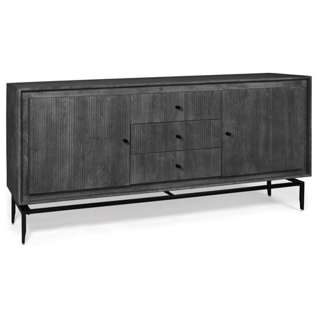 Camilo 69" Wide 3 Door Wood Sideboard, Black