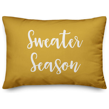 Sweater Season Lumbar Pillow, Mustard, 14"x20"