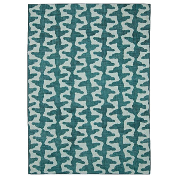 Linon Indoor Outdoor Washable Montane Polyester Accent 2'x3' Rug in Aqua Blue