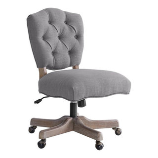 Linon Kelsey Wood Upholstered Swivel Office Chair in Gray - Farmhouse - Office  Chairs - by Homesquare | Houzz
