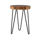 East at Main Laredo 14-inch Natural Cross-cut Accent Table with Iron Legs