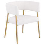 Meridian Furniture - Creston Durable Linen Textured Fabric Upholstered Dining Chair, Cream - Enliven your dining area with the cream Creston linen textured fabric dining chair. Upholstered in rich cream durable linen textured fabric, this dining chair is not only stylish but also built to last. The brushed gold metal frame adds a touch of luxury, perfectly complementing its contemporary design. The curved back and plush cushioned seat ensure an inviting and comfortable dining experience. Whether it's for daily meals or special occasions, the Creston dining chair combines modern aesthetics with comfort.