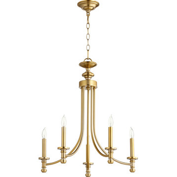 Rossington 5-Light Chandelier, Aged Brass