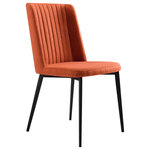 Armen Living - Maine Dining Chair, Matte Black Finish and Gray Fabric, Set of 2, Orange - The Armen Living Maine modern side chair is an essential piece to have in any contemporary household. The beautiful Maine features a dependable steel frame, finished in elegant Matte Black Metal, giving the chair a unique, impressive appearance. The Maine's tall back design and foam padded seat are exceptionally comfortable and designed to look elegant. The Maine's tall back includes a ribbed, vertical texture that adds a unique aesthetic touch to the piece. The chair's straight legs feature floor protector tips that assure that the Maine will not damage floors when moved. The elegant Maine side chair has an impressive weight capacity of 250lb and is available in gray or orange fabrics.
