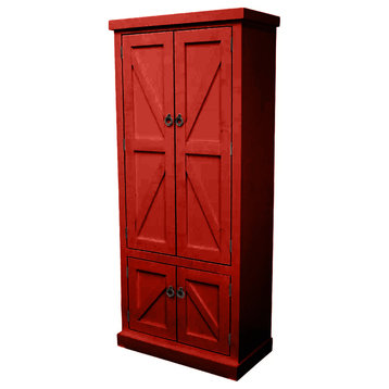 Rustic Kitchen Pantry Cabinet, Perssimon Red
