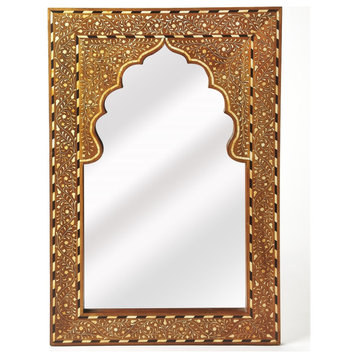 Chevrier Wood & Bone Inlay Wall Mirror
