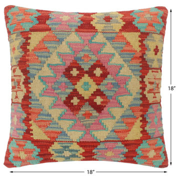 Rustic Turkish Low Hand Woven Kilim Pillow