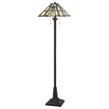 3100 Tiffany 2 Light Floor Lamp, Dark Bronze