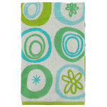 Creative Bath - All That Jazz Bath Towel - Accessorize your bathroom with the fun All That Jazz Bath Towel. Made from 100% cotton with bright green and blue circle and flower designs, this towel is eye-catching and fun. Pair it with other pieces from the All That Jazz bath collection for a cohesive look.