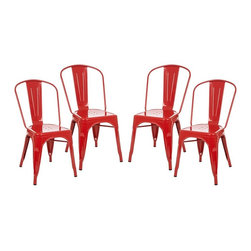 Glitzhome - Set of 4 Metal Side Chair - Dining Chairs