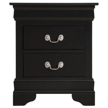 Louis Philippe 2-Drawer Nightstand (24 in. H X 21 in. W X 16 in. D), Black