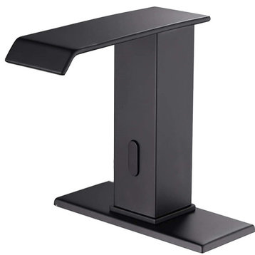 Automatic Touchless Sensor Bathroom Sink Faucets, Black Waterfall