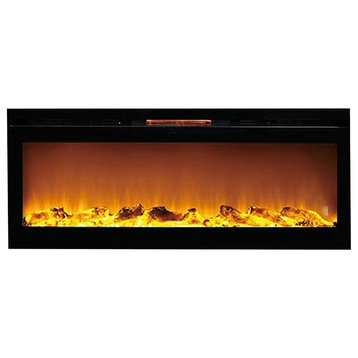 Fusion 50" Log Built-in Ventless Heater Recessed Wall Mounted Electric Fireplace