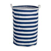 DII Cotton/Polyester Laundry Hamper Stripe Nautical Blue Round 14"x14"x20"