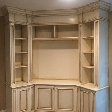 Antiqued Cabinet finish in a Family Room