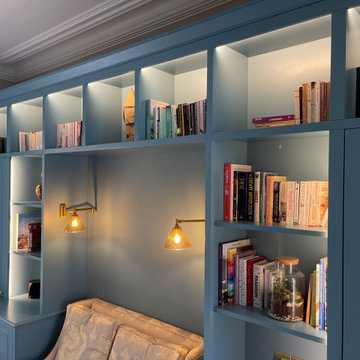 Blue Spray Painted laquered Media Unit Alcoves