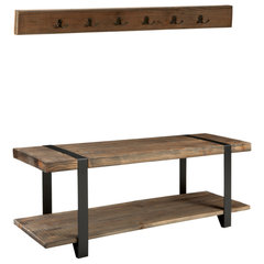 Kase Hall Tree Coat Rack Bench, Umbrella Holder & Storage Shelves