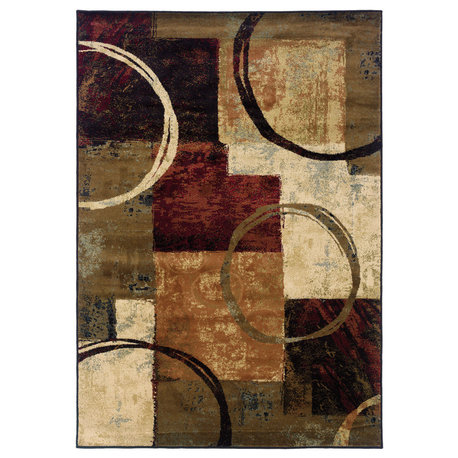 Harrison Abstract Brown and Black Rug, 7'8"x10'10"