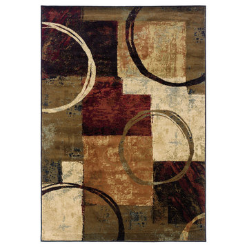 Harrison Abstract Brown and Black Rug, 5'3"x7'6"