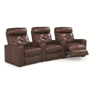 [Click to enlarge]   Palmer Brown Bonded Leather Three Seat Theater Group