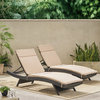 GDF Studio Aloha Outdoor Wicker Adjustable Chaise Lounge With Cushions, Set of 2