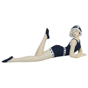 SHELF SITTER BATHING BEAUTY FIGURINE IN POLKA DOT BATHING SUIT WITH HAT SHELF SITTER BATHING BEAUTY FIGURINE IN POLKA DOT BATHING SUIT WITH HAT