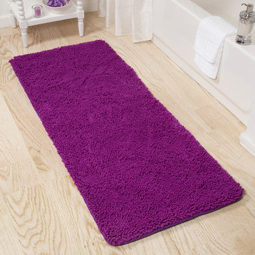 Shag Memory Foam Bath Mat, 2' x 5', Purple