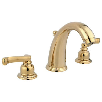 Widespread Bathroom Faucet, Dual Curved Scrolled Handles & Pop-Up Drain, Brass