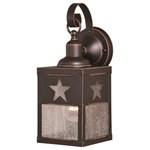Vaxcel - Ranger 5" Star Outdoor Wall Light Burnished Bronze - The interesting look of the Ranger collection brings a distinctive western look to your outdoors. With the burnished bronze finish the unique five pointed Texas style star design stands out. Add this collection to any outdoor space and watch it turn heads. The rustic yet updated look of the Ranger collection exudes style and is sure to add curb appeal to your home. This outdoor wall light is ideal for your porch, entryway, garage, or any other area of your home.