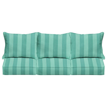 Outdoor Sofa Cushion, Striped 3 Seat Cushions & 3 Back Cushions, Preview Lagoon