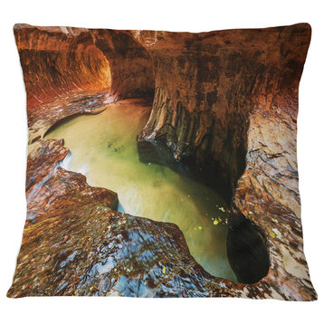 Narrows in Zion National Park Utah Landscape Printed Throw Pillow, 18"x18"