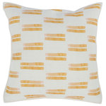 Kosas Home - Dalia 22" Square Throw Pillow, Ivory Orange - Using contrast and pattern, this pillow adds visual interest and texture to any setting. Neutral, creamy hues complement any color scheme while the pattern adds a bold embellishment to brighten any room. A soft feather blend insert gives this pillow a lavish supportive feel that makes this pillow as comfortable as it is beautiful.