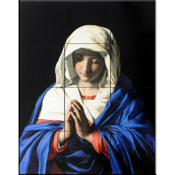 Tile Mural, The Virgin In Prayer by Giovanni Battista Salvi