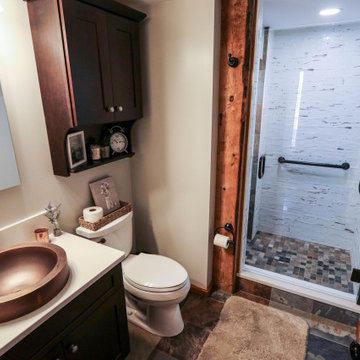 Century Home Bathroom with Vessel Sink and Tiled Shower ~ Seville, OH