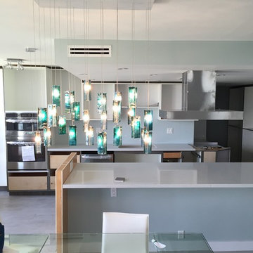 TURQUOISE GLASS CHANDELIER, RAIN DROPS MODERN KITCHEN LIGHTING by GALILEE LIGHTI