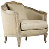 Rue du Bac French Country Natural Hemp Linen Feather Down Arm Chair