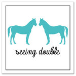 DDCG - Seeing Double Horses Canvas Wall Art, 20"x20" - Add a little humor to your walls with the Seeing Double Horses Canvas Wall Art. Seeing Double Horses Canvas Wall Art. This premium gallery wrapped canvas features two teal horses with a script font that reads "Seeing Double". The wall art is printed on professional grade tightly woven canvas with a durable construction, finished backing, and is built ready to hang. The result is a fun piece of wall art that is perfect for your bar, kitchen or above your bar cart and makes a great gift. This piece makes a great gift for any beer lover.