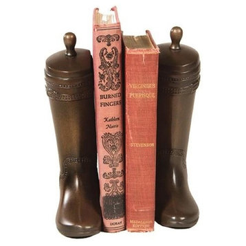 Bookends Bookend EQUESTRIAN Lodge Boots Resin Hand-Cast Hand-Painted