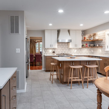 Contemporary Kitchen with Contrasting Bamboo and White Cabinets in Baltimore, MD