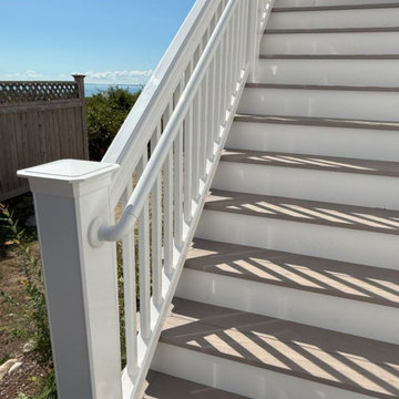TimberTech Deck with Drink Rail, ADA Rail Upgrades Wareham, MA Coastal Cottage