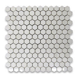 Stone Center Online - Thassos White 1 inch Hexagon Mosaic Tile Polished - Marble from Greece - Mosaic Tile