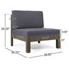 GDF Studio Keith Outdoor 3-Seater Acacia Wood Sectional Sofa Set, Gray/Dark Gray