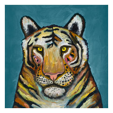 "Tiger on Cerulean" Canvas Wall Art by Eli Halpin, 14"x14"