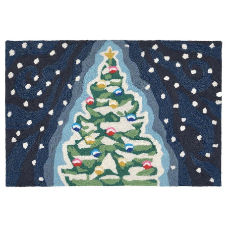 Frontporch Xmas Tree Indoor/Outdoor Rug Midnight 2'x3'