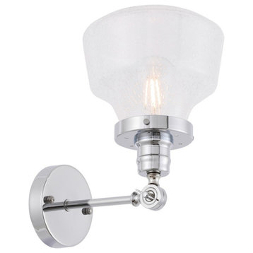 Living District Lyle 1 Light Wall Sconce, Chrome/Clear Seeded