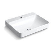 Kohler Vox Rectangle Vessel Bathroom Sink with Single Faucet Hole, White