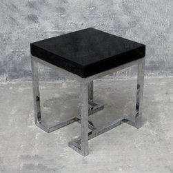 Alexa Side Table Burnt Wood with Clear Cast and Chrome Plated Base - Products