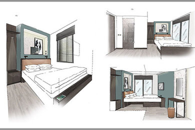 Trendy bedroom photo in London