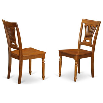 East West Furniture Plainville 11" Wood Dining Chairs in Brown (Set of 2)