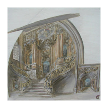 Perspective d'architecture / fresque murale / trompe l'œil architectural